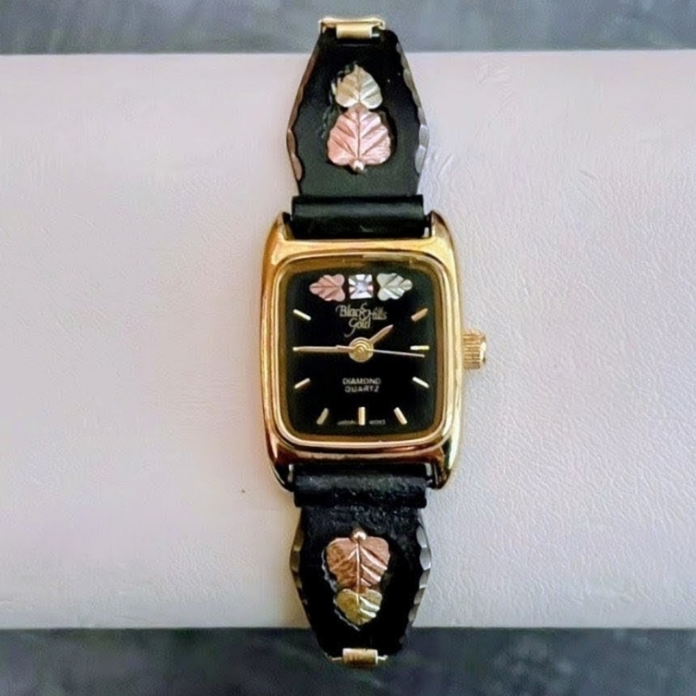 Black Hills Gold Diamond Watch with Gold Leaf Band - Picture 4 of 13